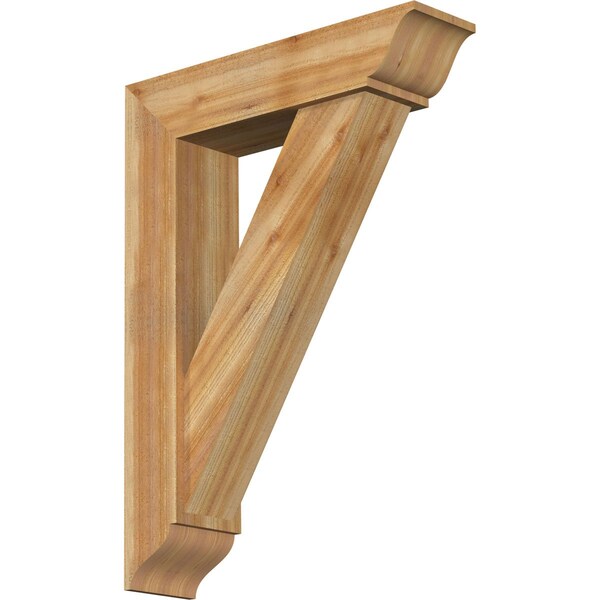 Ekena Millwork Traditional Traditional Rough Sawn Bracket w/ Offset Brace, Western Red Cedar, 8"W x 32"D x 44"H BKT0806X32X44TRA01RWR - main